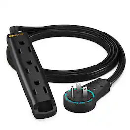 Maximm - 3 Ft 360° Rotating Flat Plug Extension Cord with 3 Outlets on One Side, Space-Saving Design, UL-Certified - Black