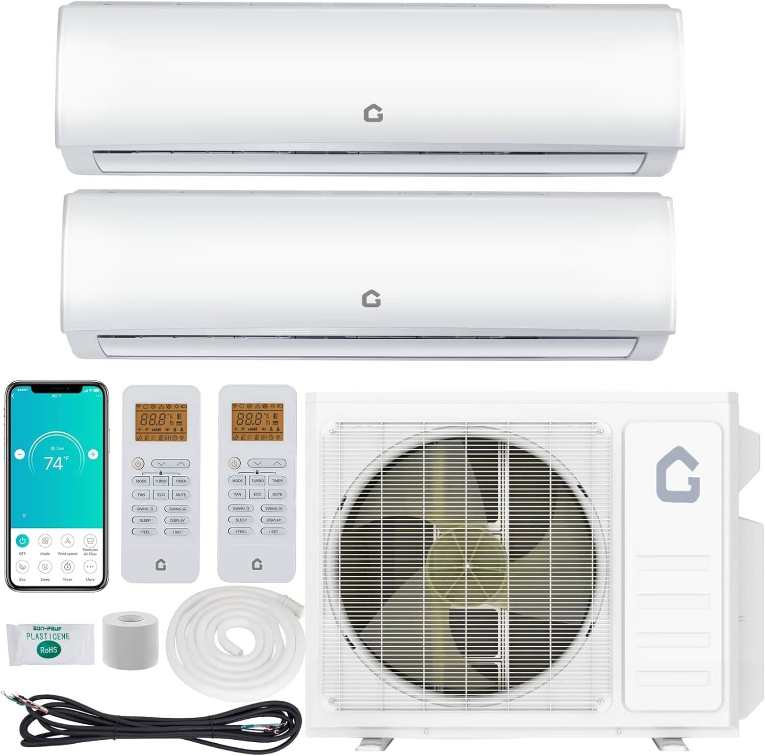 GARVEE - 20 SEER2 28000 BTU Dual Zone Mini Split Air Conditioner,12K+12K,230V