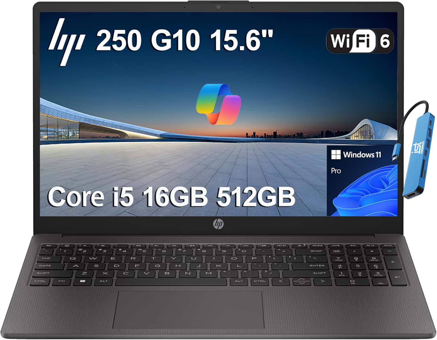 Laptop 250 G10 15.6" Wi-Fi 6 Windows 11 Pro  
Core i5 16GB 512GB  
hp Pro