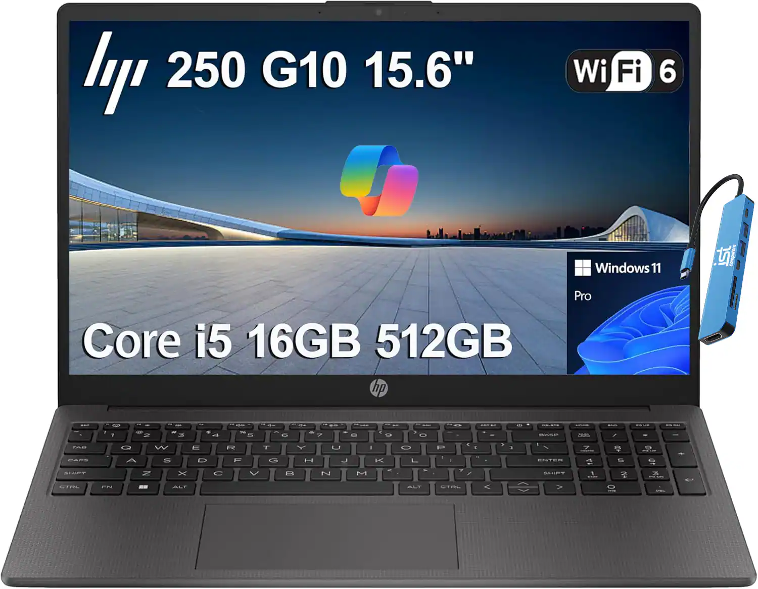 Laptop 250 G10 15.6" Wi-Fi 6 Windows 11 Pro  
Core i5 16GB 512GB  
hp Pro