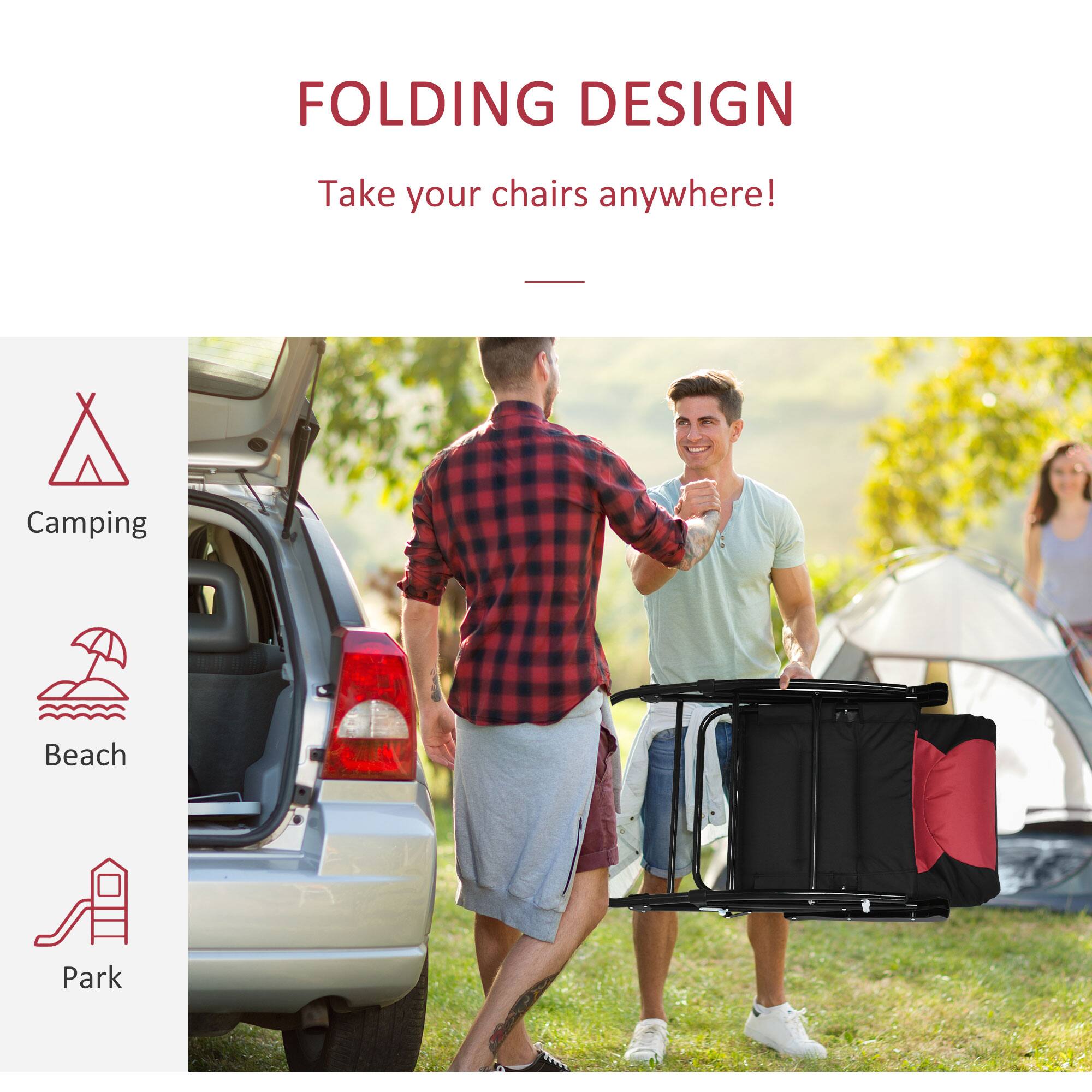 FOLDING DESIGN  
Take your chairs anywhere!  

Camping  
Beach  
Park