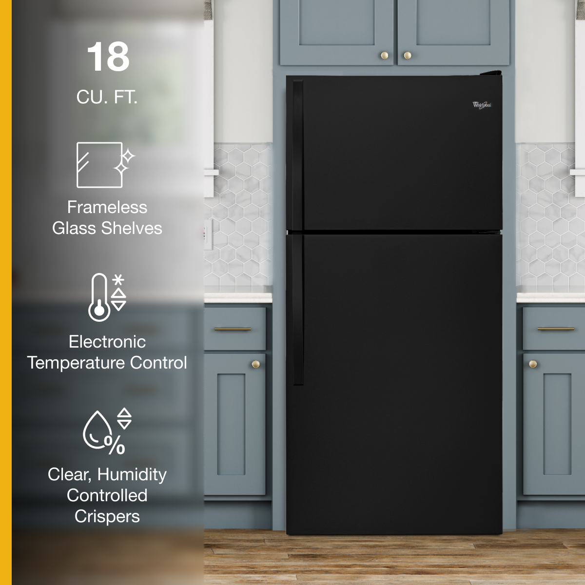 18 CU. FT.  
Frameless Glass Shelves  
Electronic Temperature Control  
Clear, Humidity Controlled Crispers