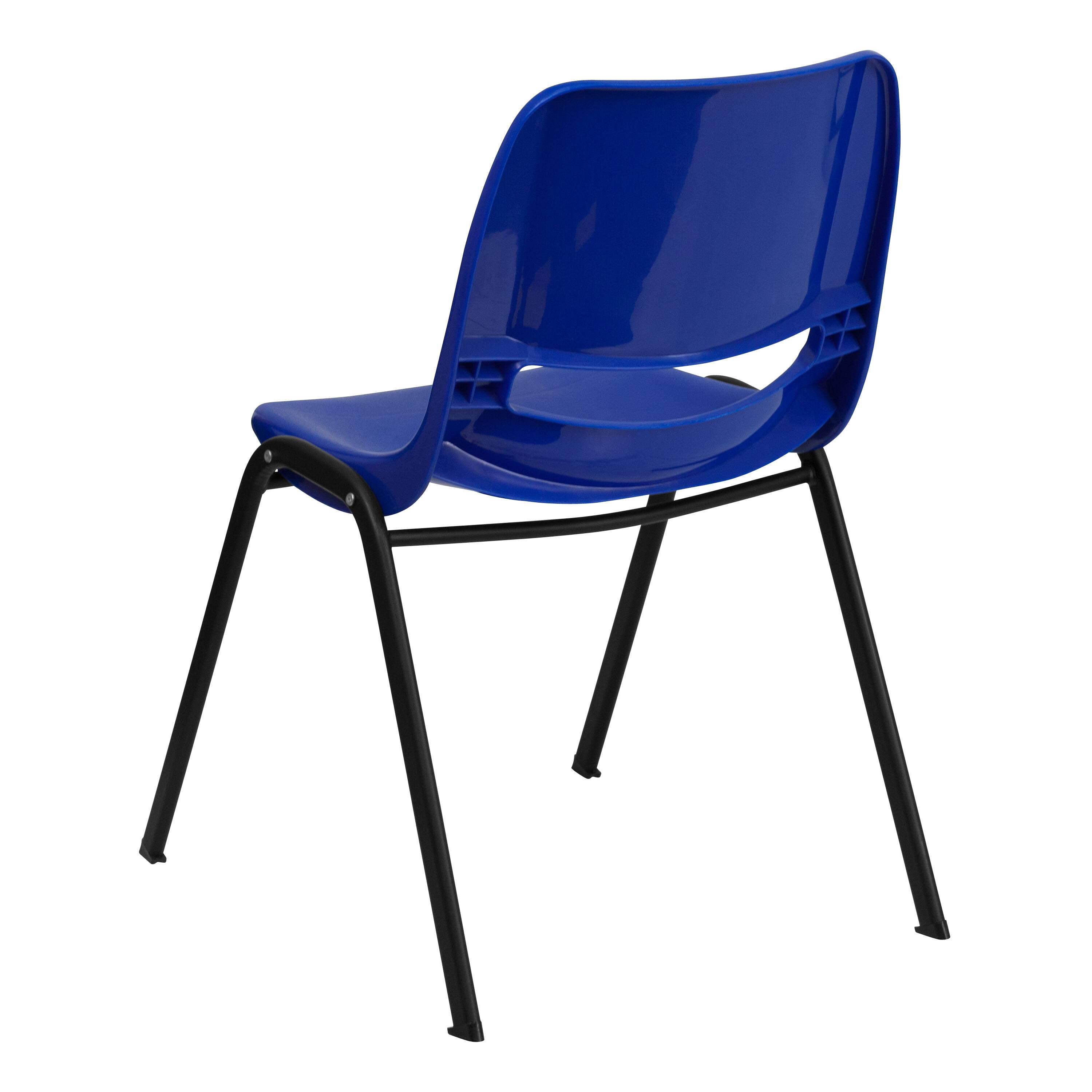 Alt View 5. Emma + Oliver - Ergonomic Shell Stack Chair - 16" Seat Daycare Home School - Navy Plastic/Black Frame.