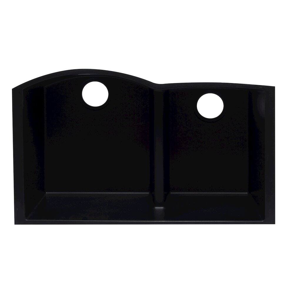 Alt View 2. Alfi - ALFI brand Black 33 Double Bowl Undermount Granite Composite Kitchen Sink - Black.
