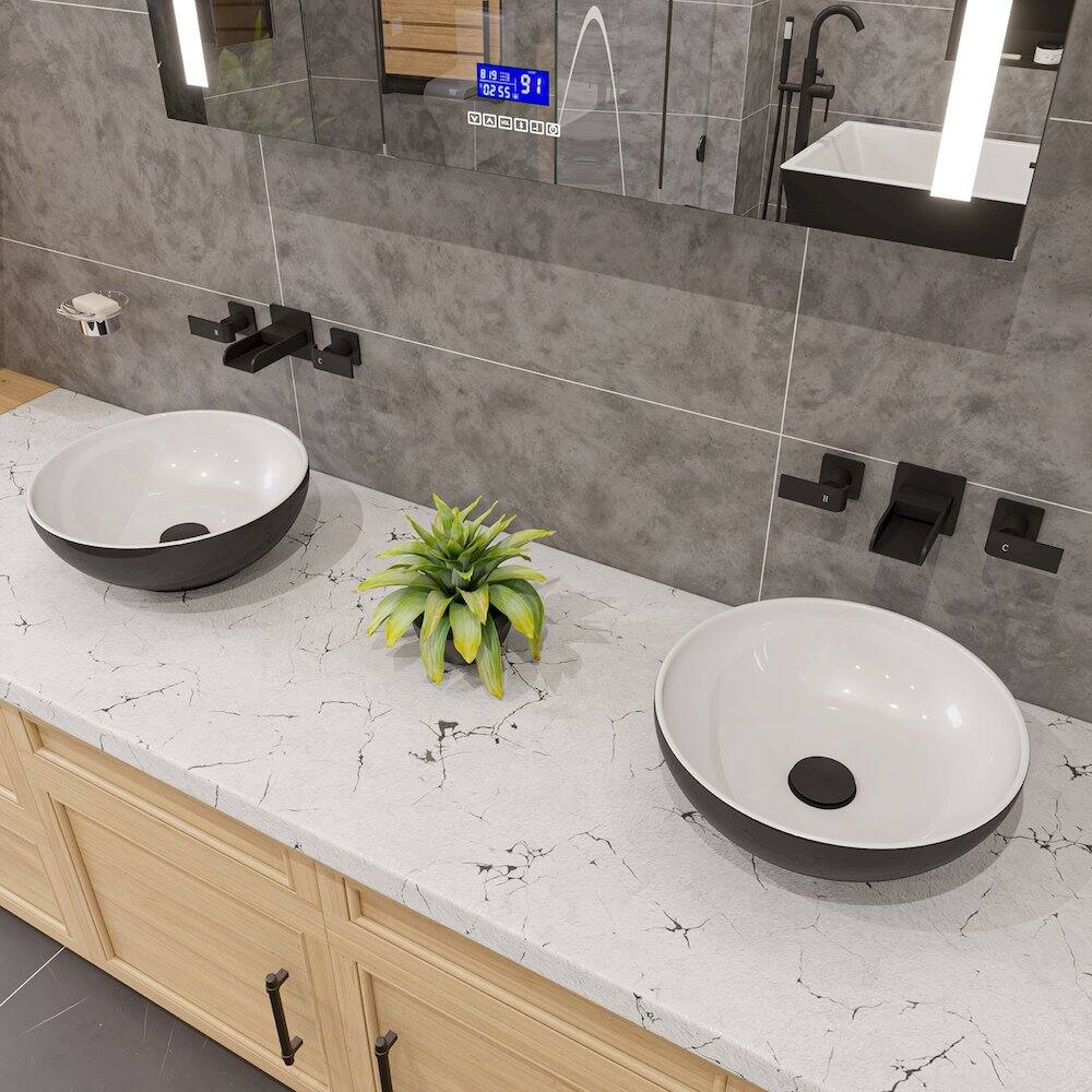 Back. Alfi - Black Matte Pop Up Drain with Overflow - Black.