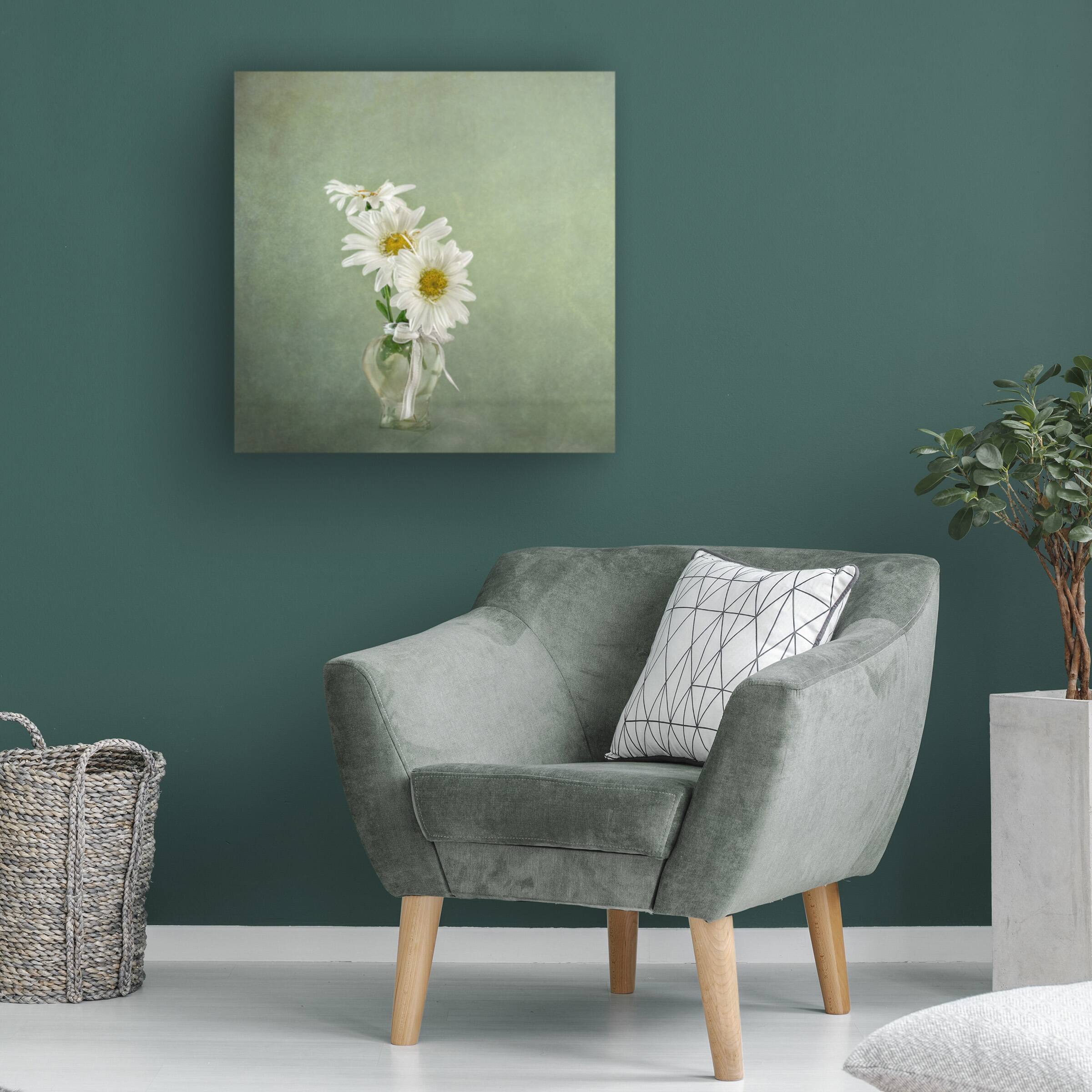 Alt View 1. Trademark Fine Art - Katarina Holmstrom 3 White Daisies Canvas Art - 18 x 18 Inches - 18x18 - Multicolor.