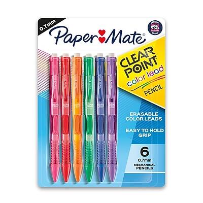 0.7mm Paper Mate Clear Point Color Lead Pencil  
Erasable Color Leads  
Easy to Hold Grip  
6 0.7mm Mechanical Pencils