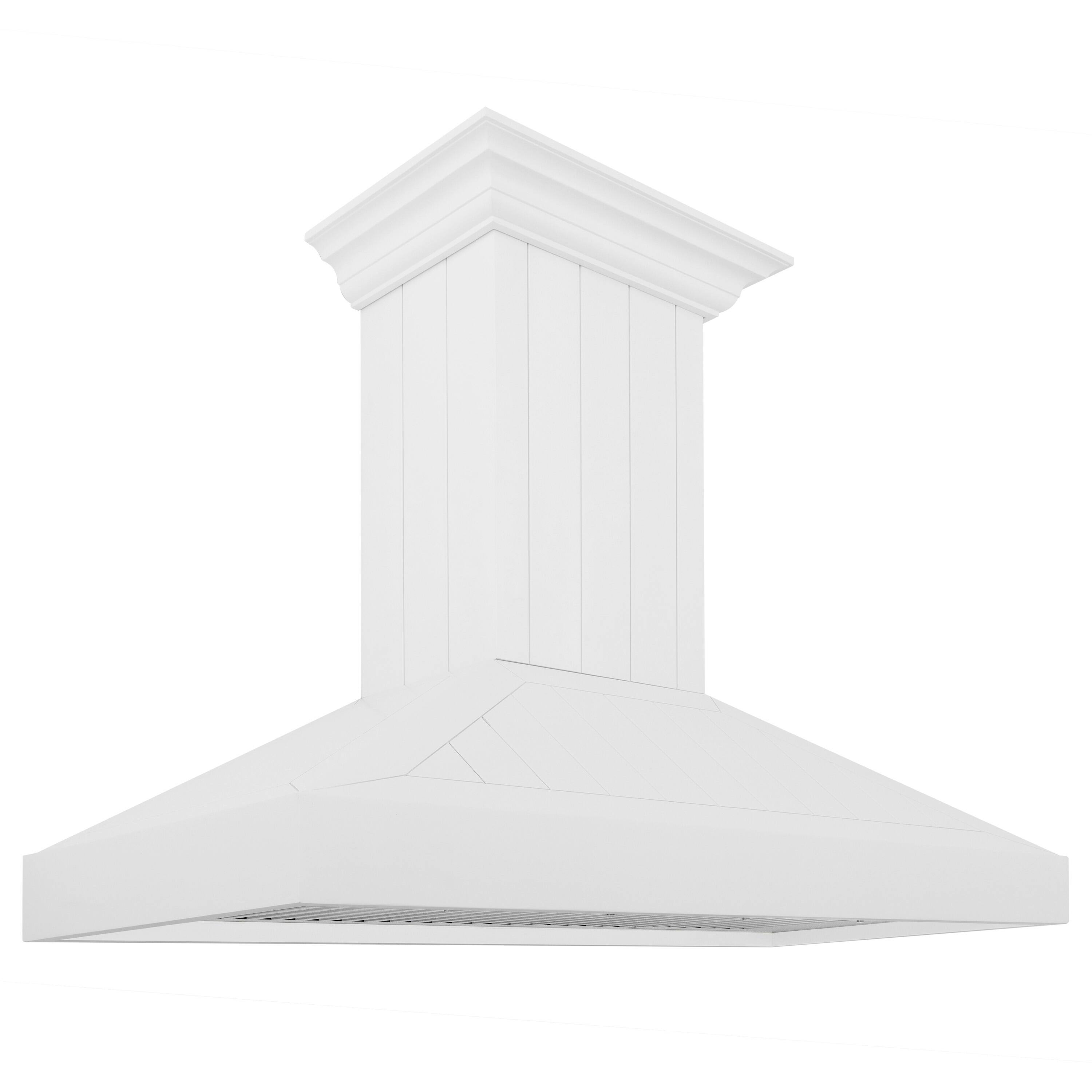 Left. ZLINE - ZLINE 48 in. Wooden Wall Mount Range Hood in Shiplap Bright White Finish (KPWW-48) - Bright White.