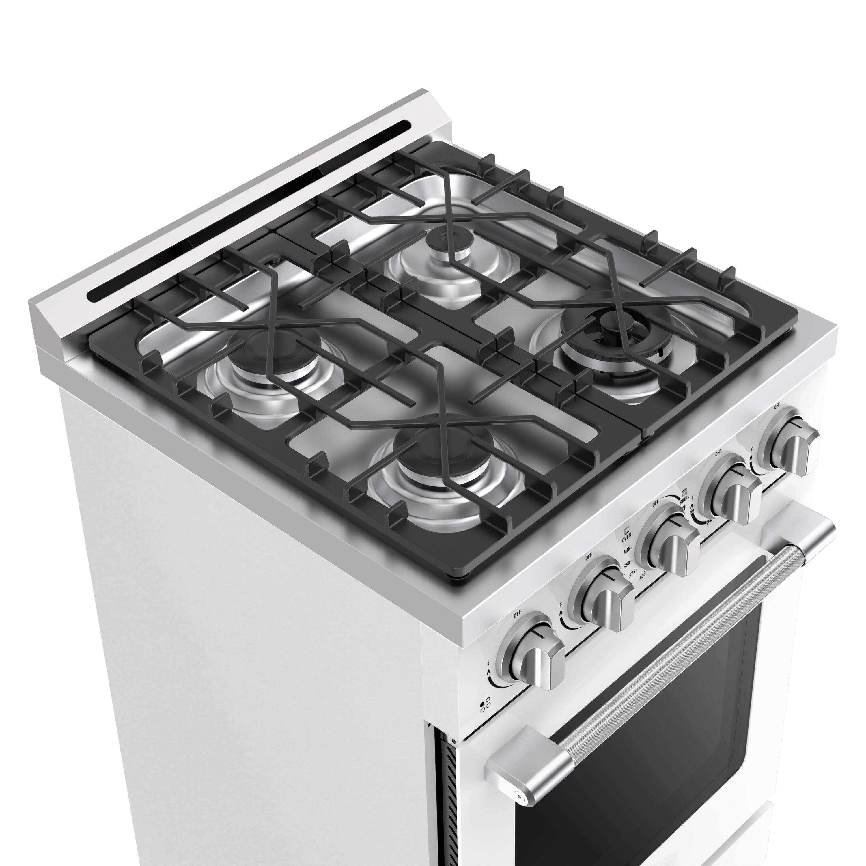 Alt View 6. Unique Appliances - Off-Grid 24 in. Wide 4 Burner 3.75 Cu. Ft. Freestanding LP Gas Range with Waist-High Broiler and Manual Clean in White - White.