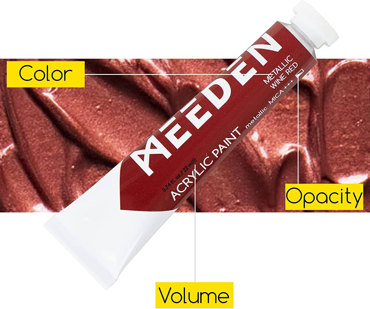 Color: METALLIC RED WINE  
Opacity: MEEDEN MICA metallic PAINT  
Volume: 0.74 fl.oz./22 ml
