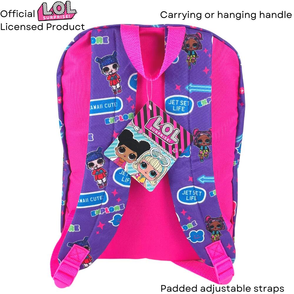 Official LOL Surprise! Licensed Product

Carrying or hanging handle

Padded adjustable straps

JET SET LIFE

HAWAII CUTE! EXPLORE

LOL SURPRISE!