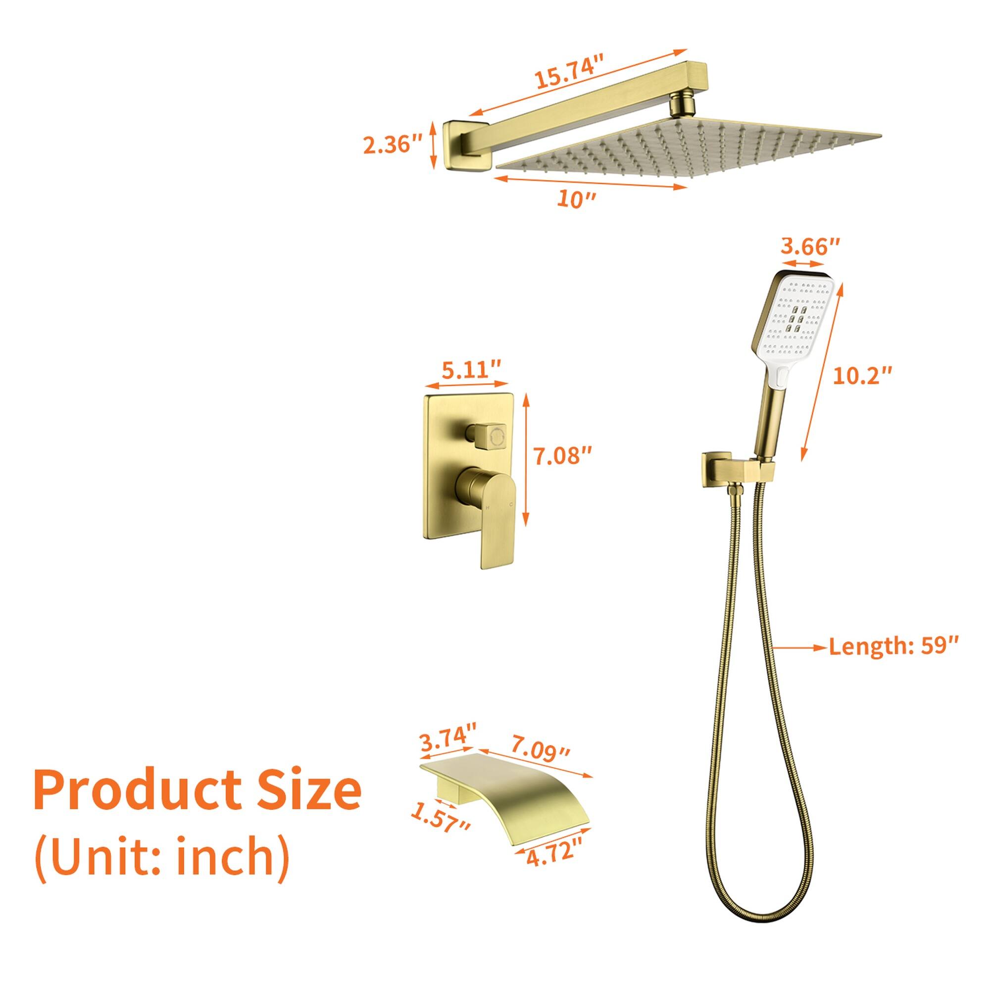 15.74" 2.36" 10" 3.66"  
5.11" 10.2" 7.08"  
Length: 59"  
3.74" 7.09"  
Product Size: 1.57" (Unit: inch) 4.72"