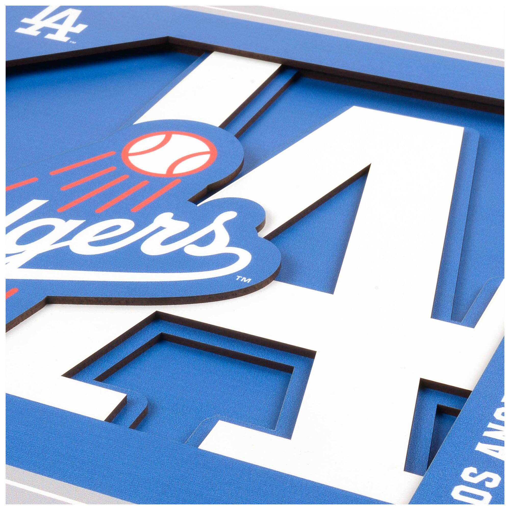 Alt View 1. YouTheFan - Los Angeles Dodgers 12'' x 12'' 3D Logo Wall Art - Multicolor.