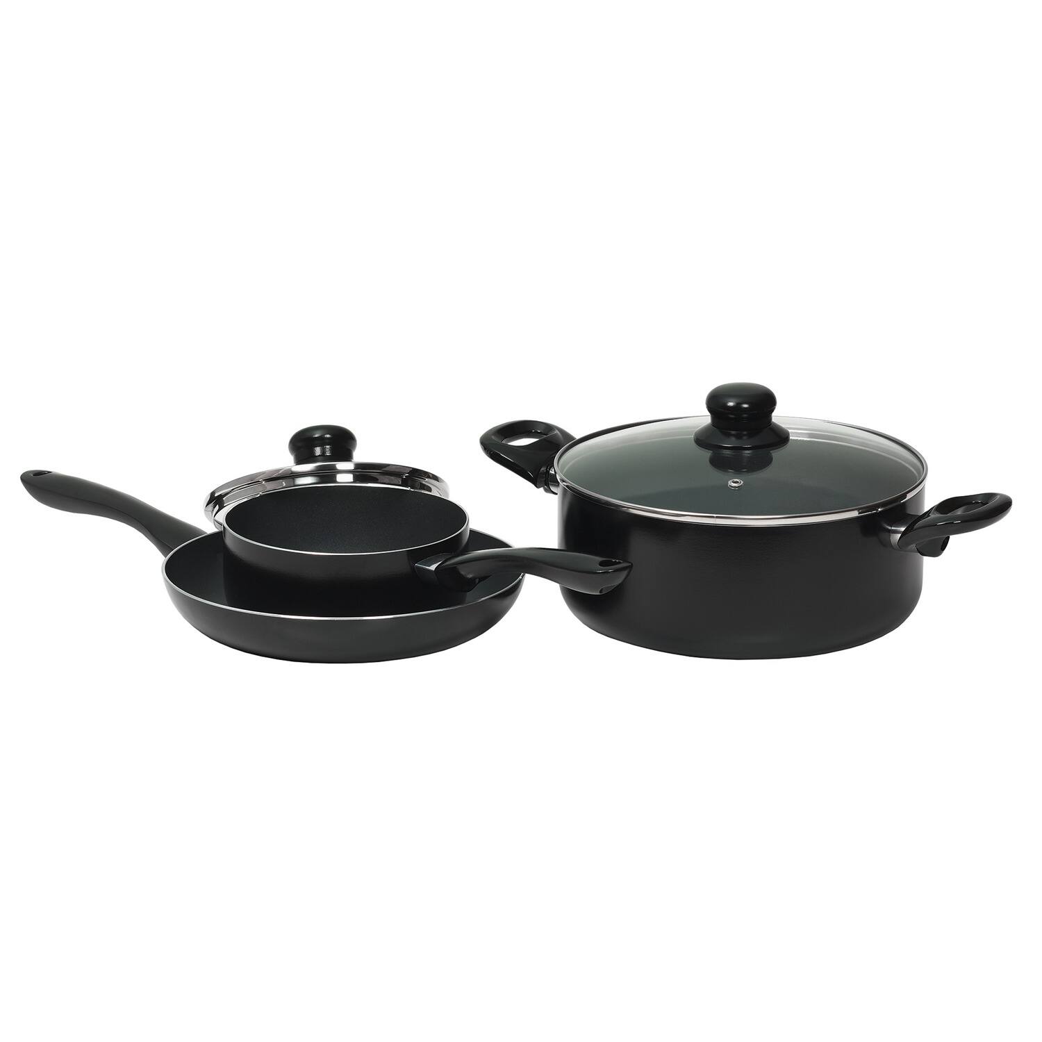 Front. Starfrit - Starfrit 33059-002-0000 Simplicity 5-piece Cookware Set With Bakelite Handles - black.