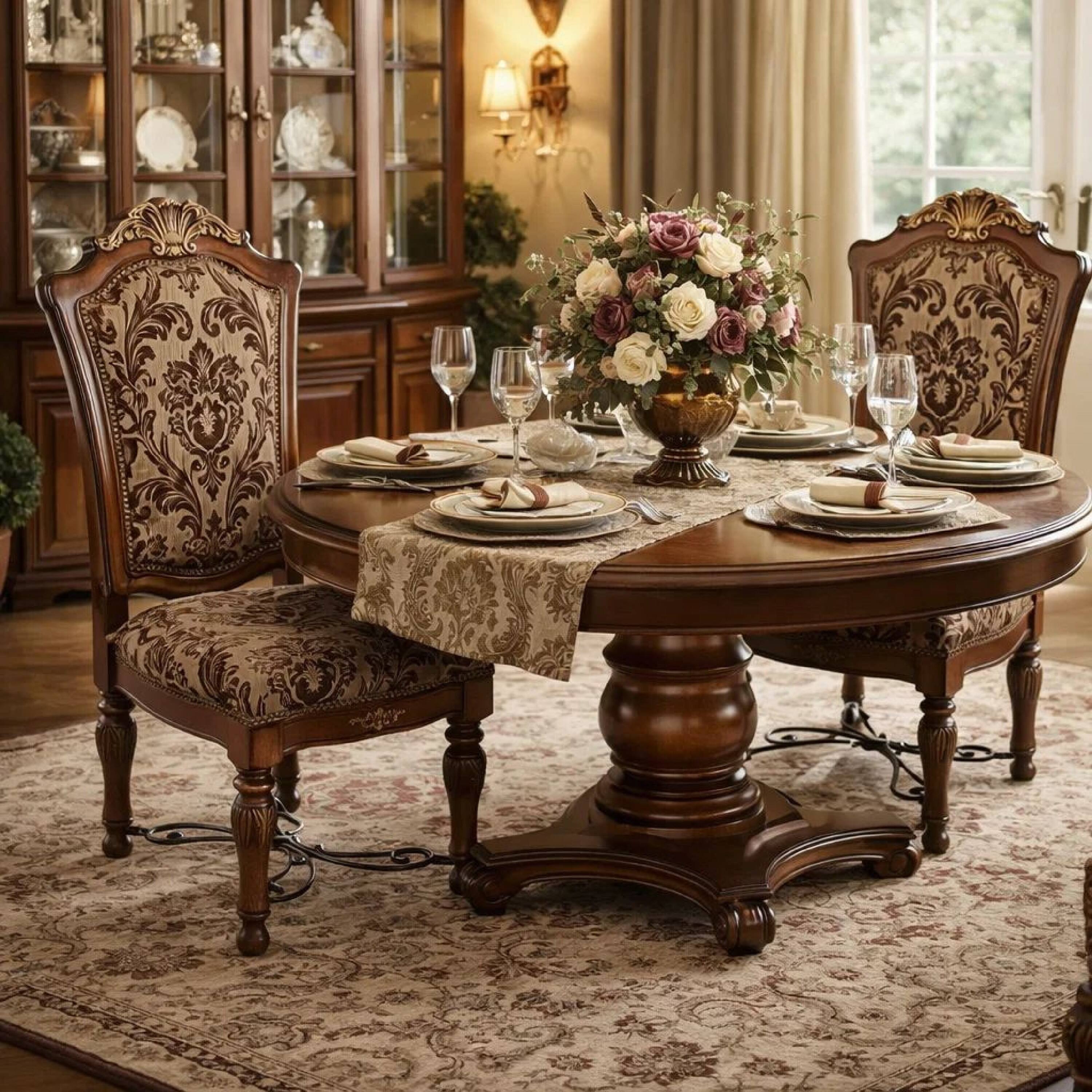 Alt View 5. Manhattan Lane - Wooden Fabric Upholstered Side Chair With Floral Print, Brown, Pack Of Two - Brown.