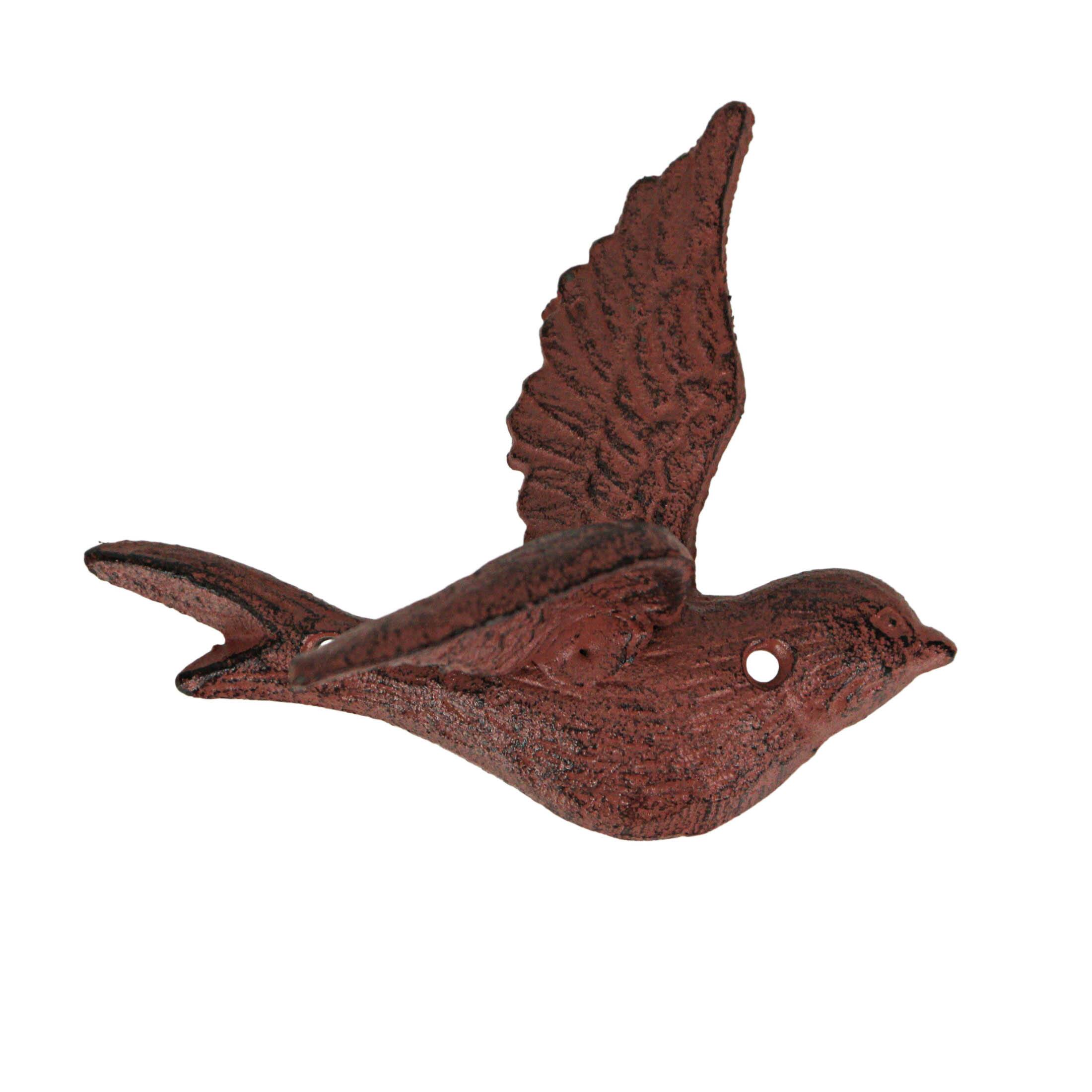 Alt View 6. Zeckos - Set of 5 Coastal Coral Cast Iron Distressed Finish Flying Birds Wall Decor - Coral.