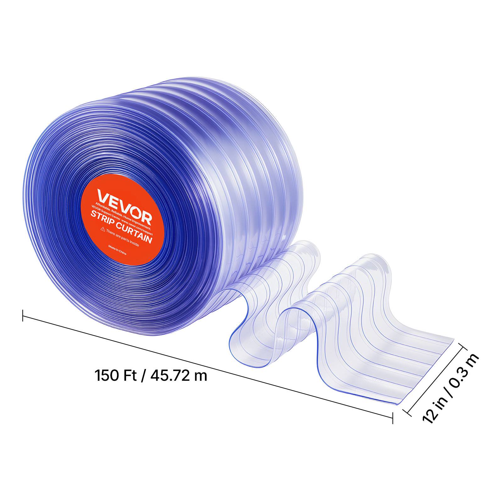 - VEVOR Strip Curtain
- 150 Ft / 45.72 m
- 12 in / 0.3 m