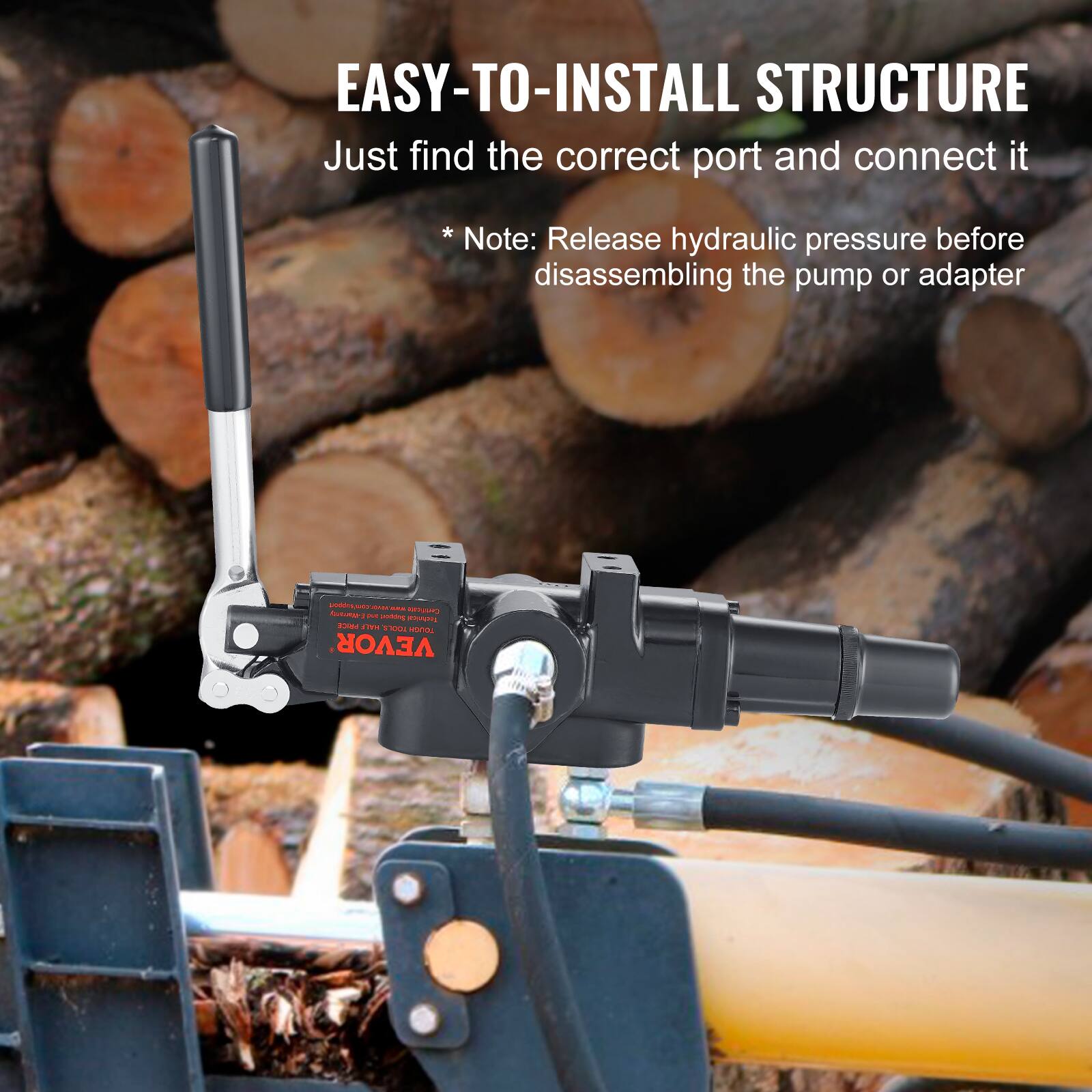 EASY-TO-INSTALL STRUCTURE  
Just find the correct port and connect it  

*Note: Release hydraulic pressure before disassembling the pump or adapter