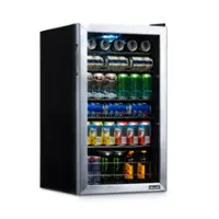 NewAir - 126-Can Free Standing Beverage Cooler with Adjustable Shelves - Stainless Steel - Front_Zoom