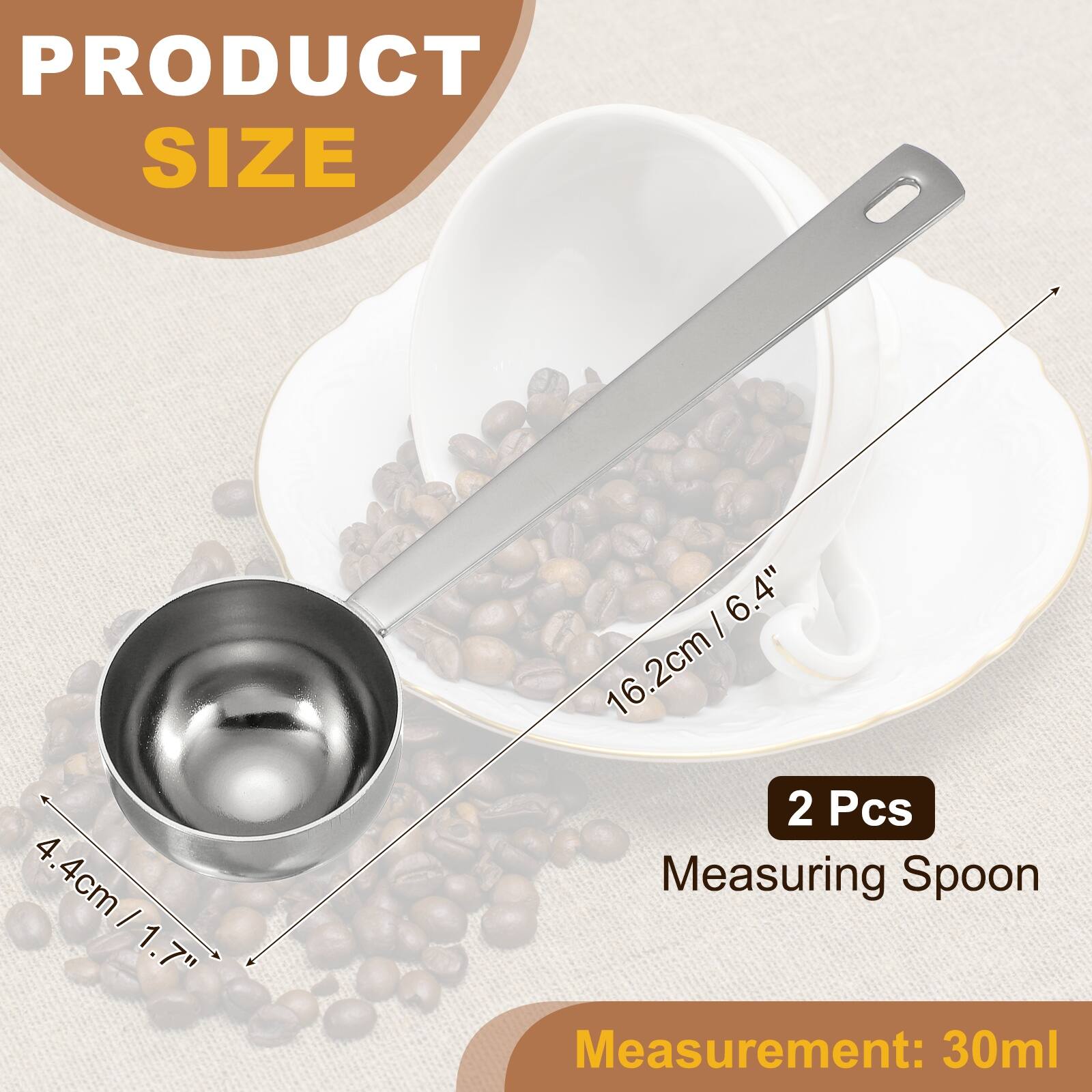 PRODUCT SIZE

4.4cm / 1.7"  
16.2cm / 6.4"

2 Pcs  
Measuring Spoon

Measurement: 30ml