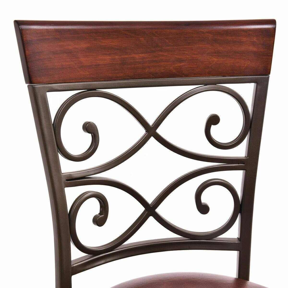 Alt View 8. Gymax - Gymax 2PCS Retro Swivel Bar Stools w/ Padded Seat Home Kitchen Pub Bistro - Cherry + Brown.