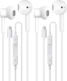 Core Tech - 2-Pack Wired Earbuds with 3.5mm Jack, Microphone and Volume Control - White