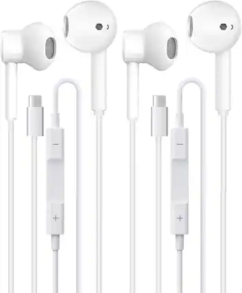 Front. Core Tech - 2-Pack Wired Earbuds with 3.5mm Jack, Microphone and Volume Control - White.