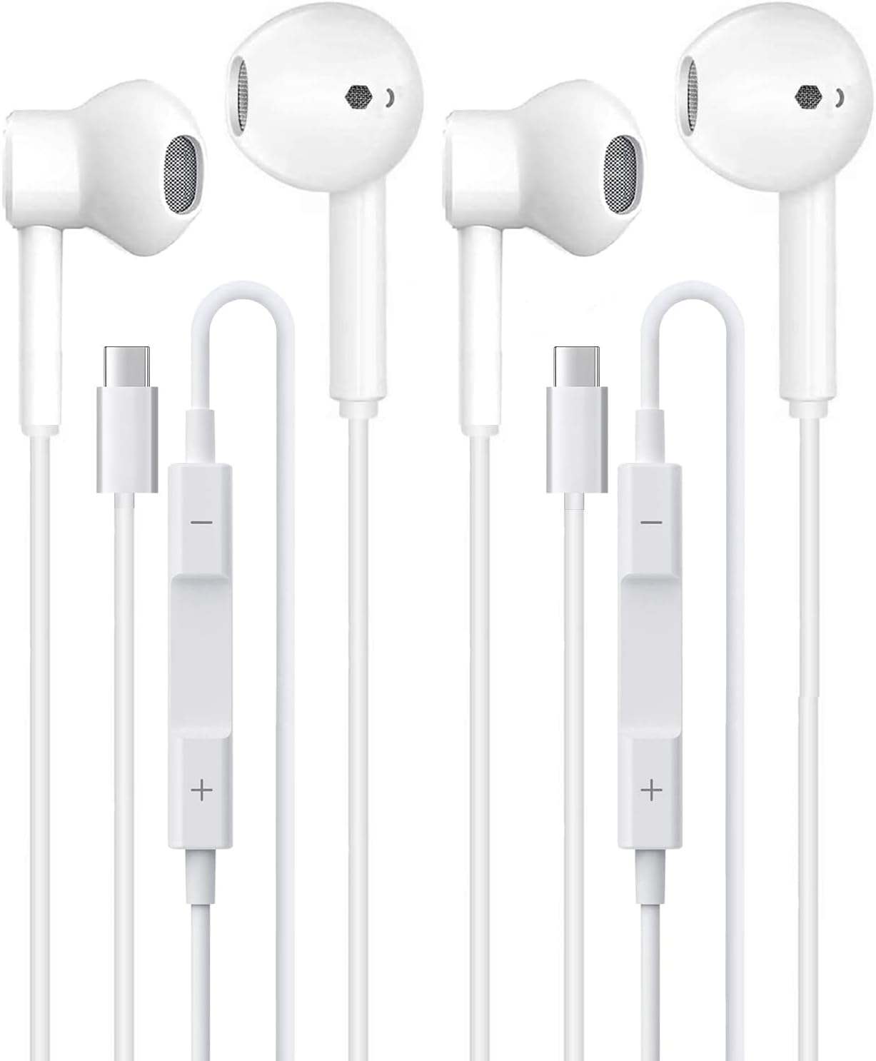 Front. Core Tech - 2-Pack Wired Earbuds with 3.5mm Jack, Microphone and Volume Control - White.
