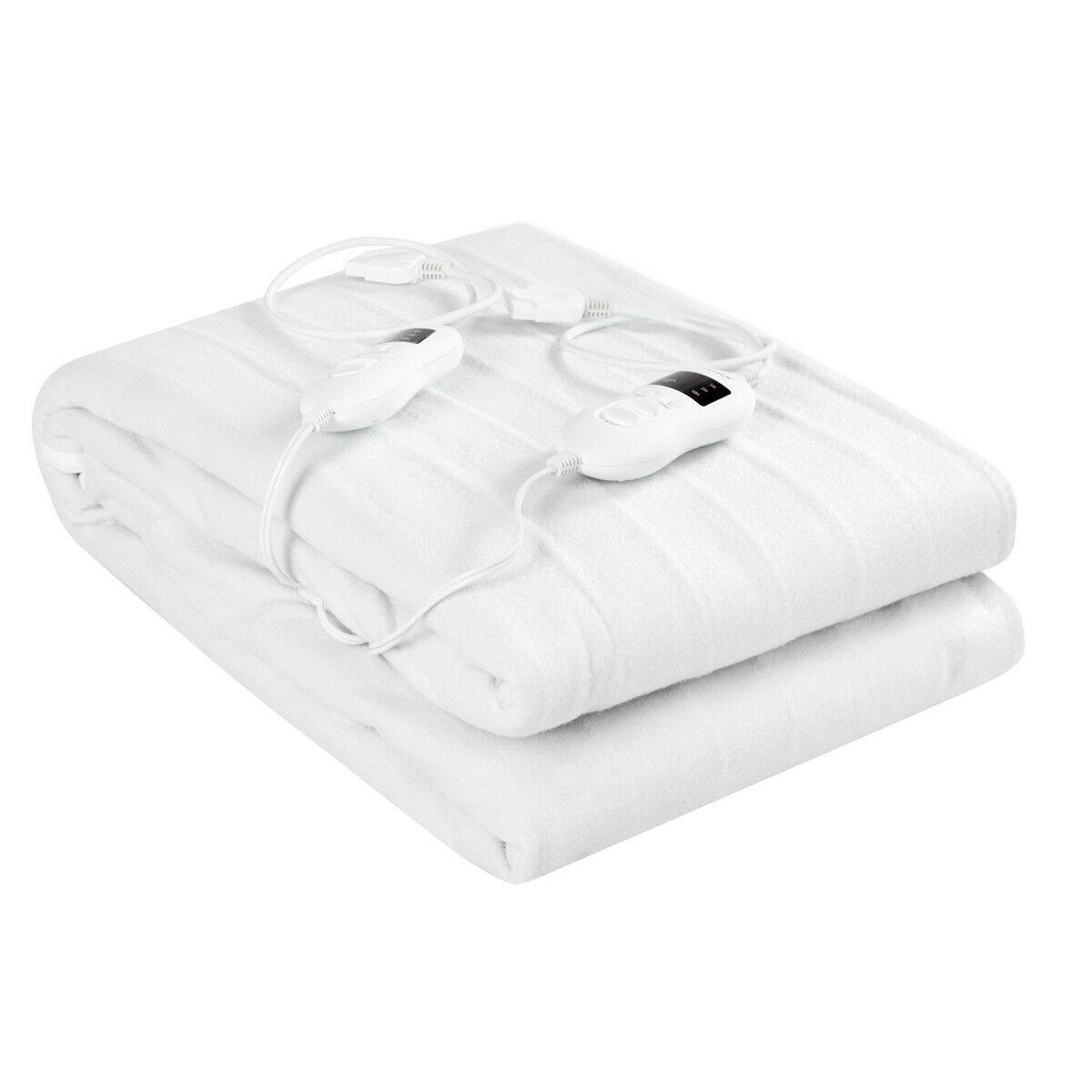 Costway - Electric Heated Mattress Pad Safe King 8 Temperature 10h Timer - White