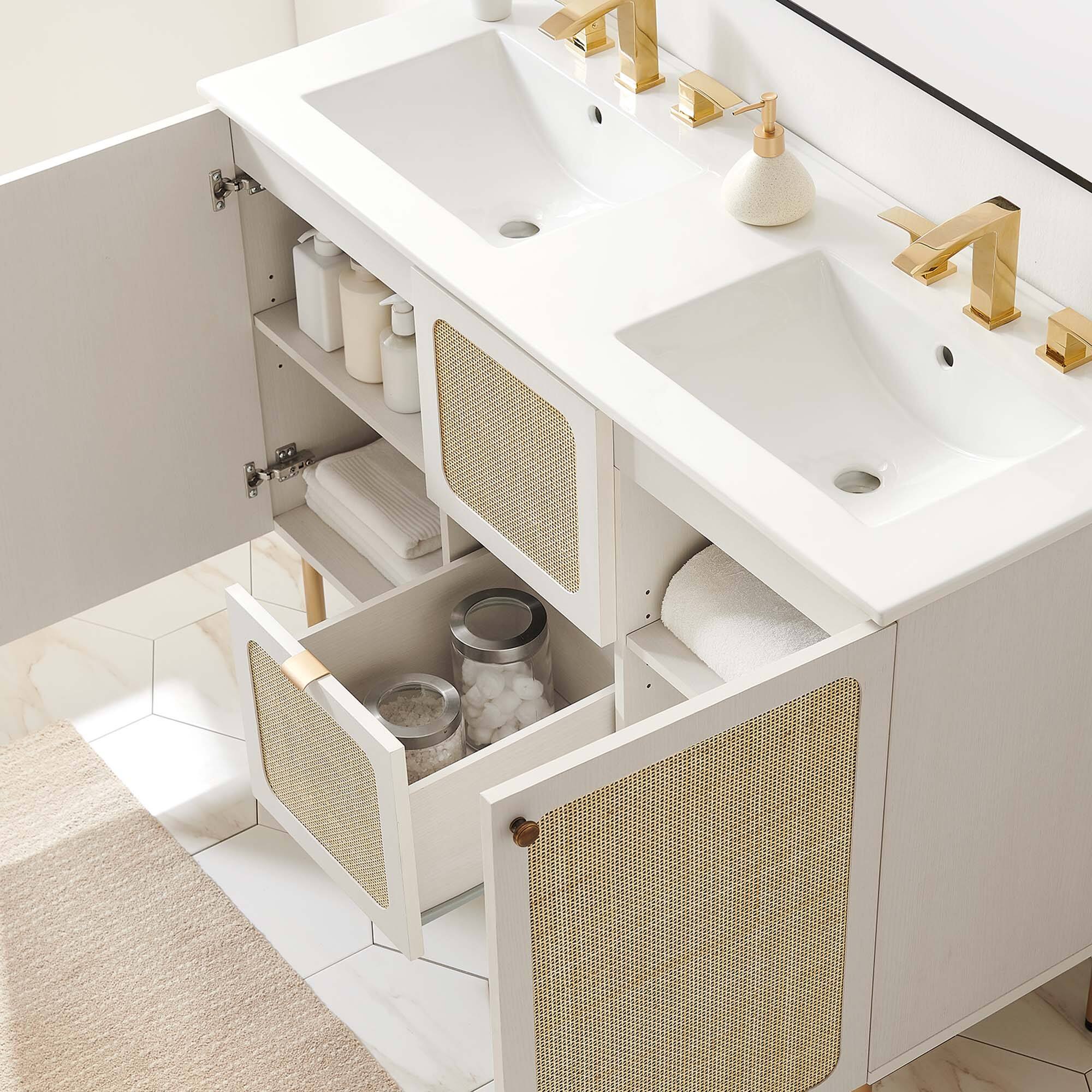 Alt View 1. Modway - Chaucer 48" Bathroom Vanity with White Basin Included by Modway - White White.