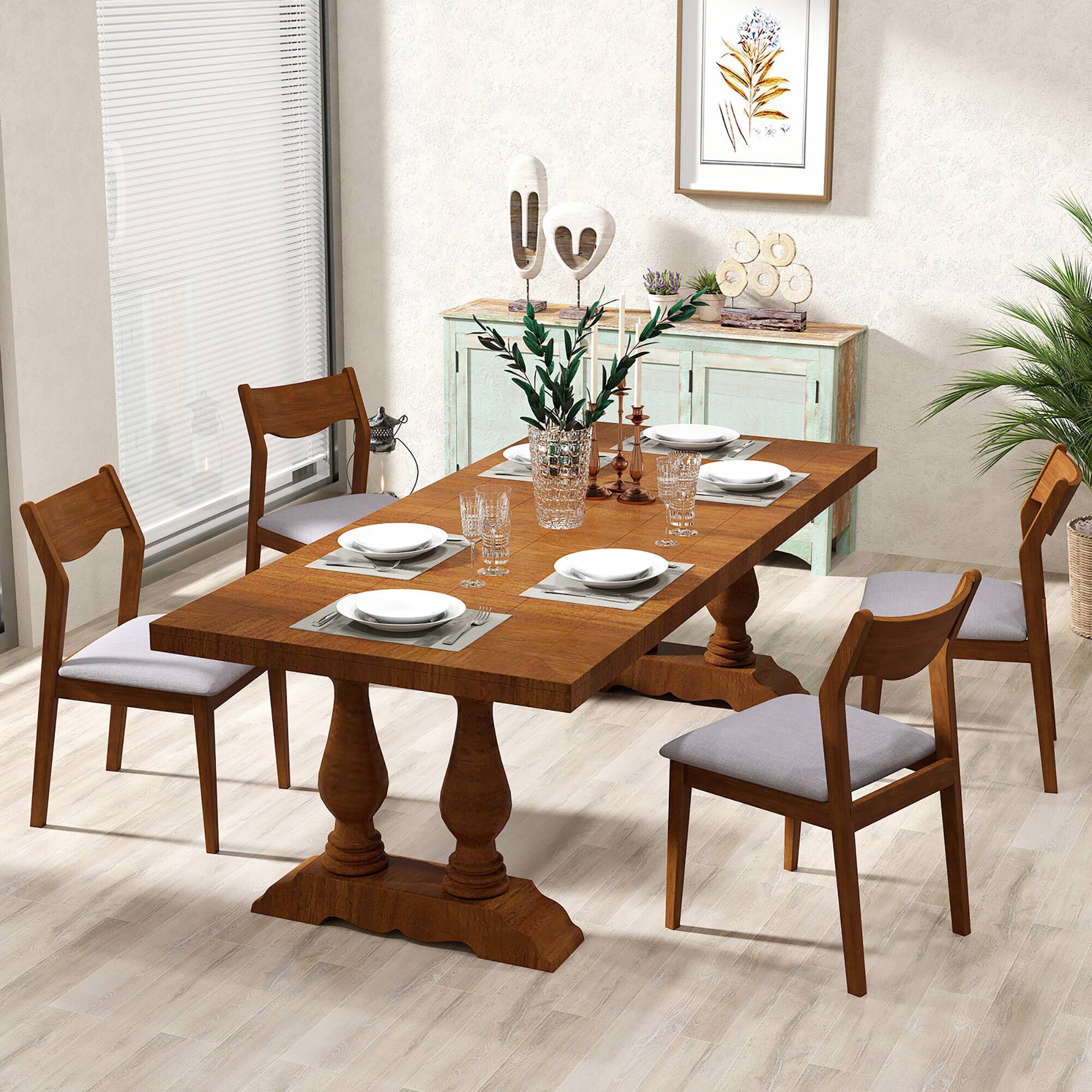 Alt View 3. Gymax - Gymax Wooden Dining Chair Set of 2 w/ Rubber Wood Frame Wide Padded Seat - Walnut.