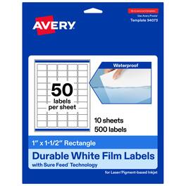 Avery - Avery® Durable Rectangle Labels, 1" x 1.5", 500 Total - White