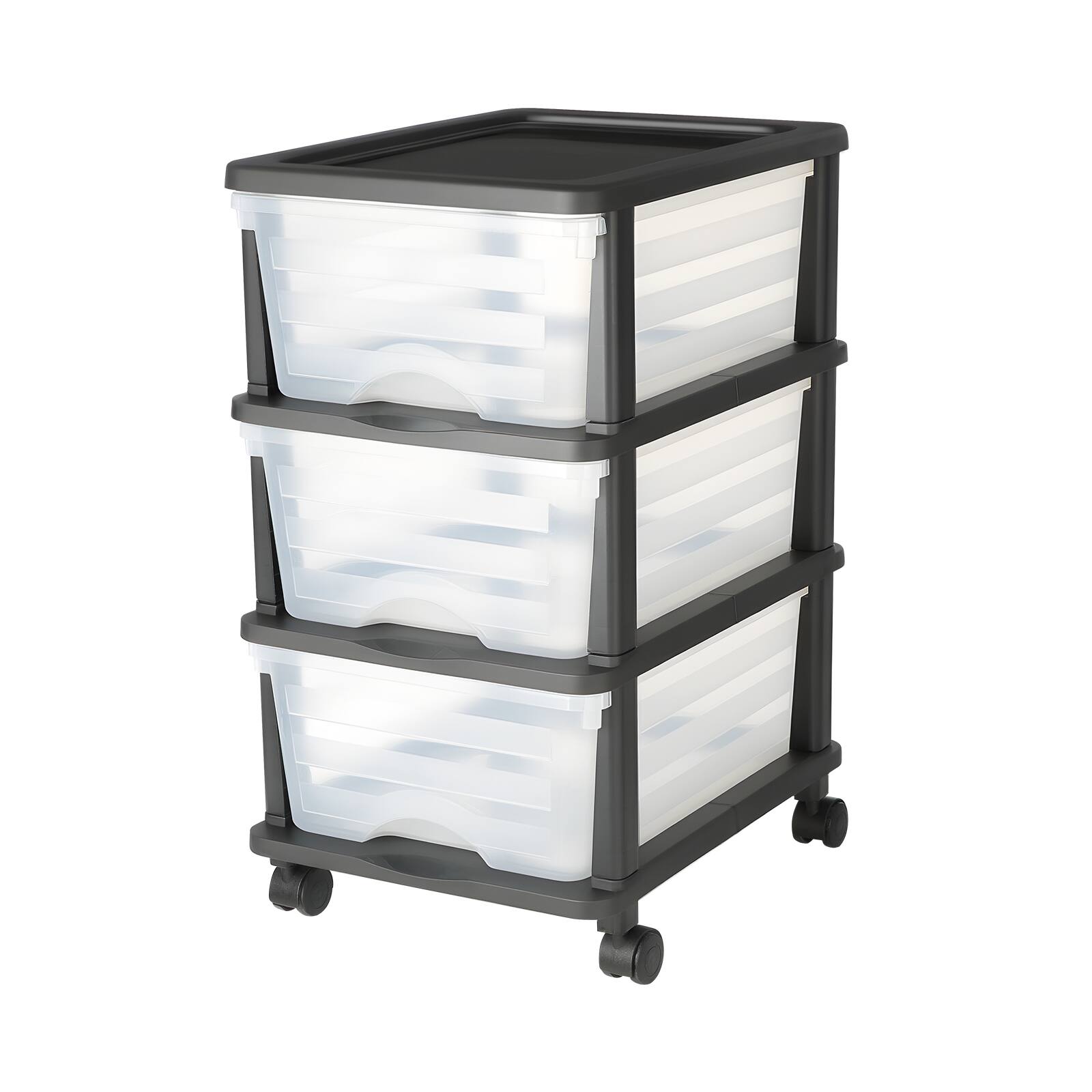 Alt View 5. VEVOR - Plastic Storage Drawers Cart, 3 Drawers Storage Organizer with Wheels, Rolling Closet Organization and Storage Dividers - Black, transparent, white.