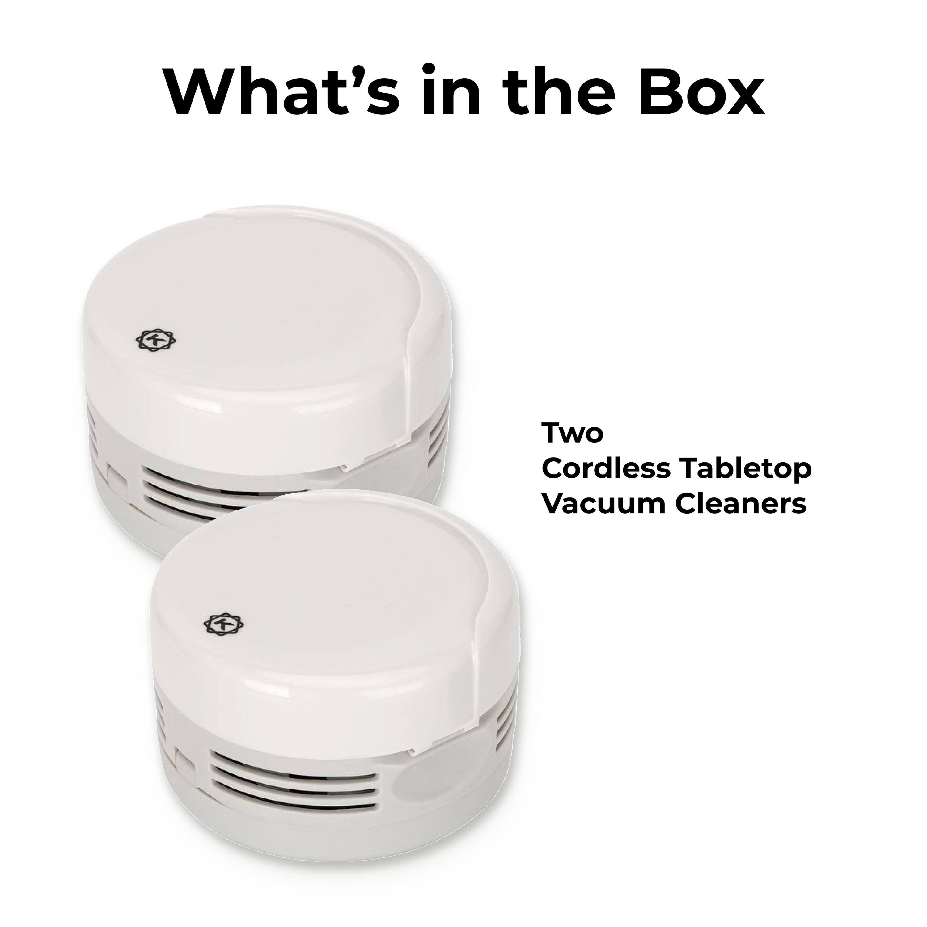 What's in the Box: Two Cordless Tabletop Vacuum Cleaners