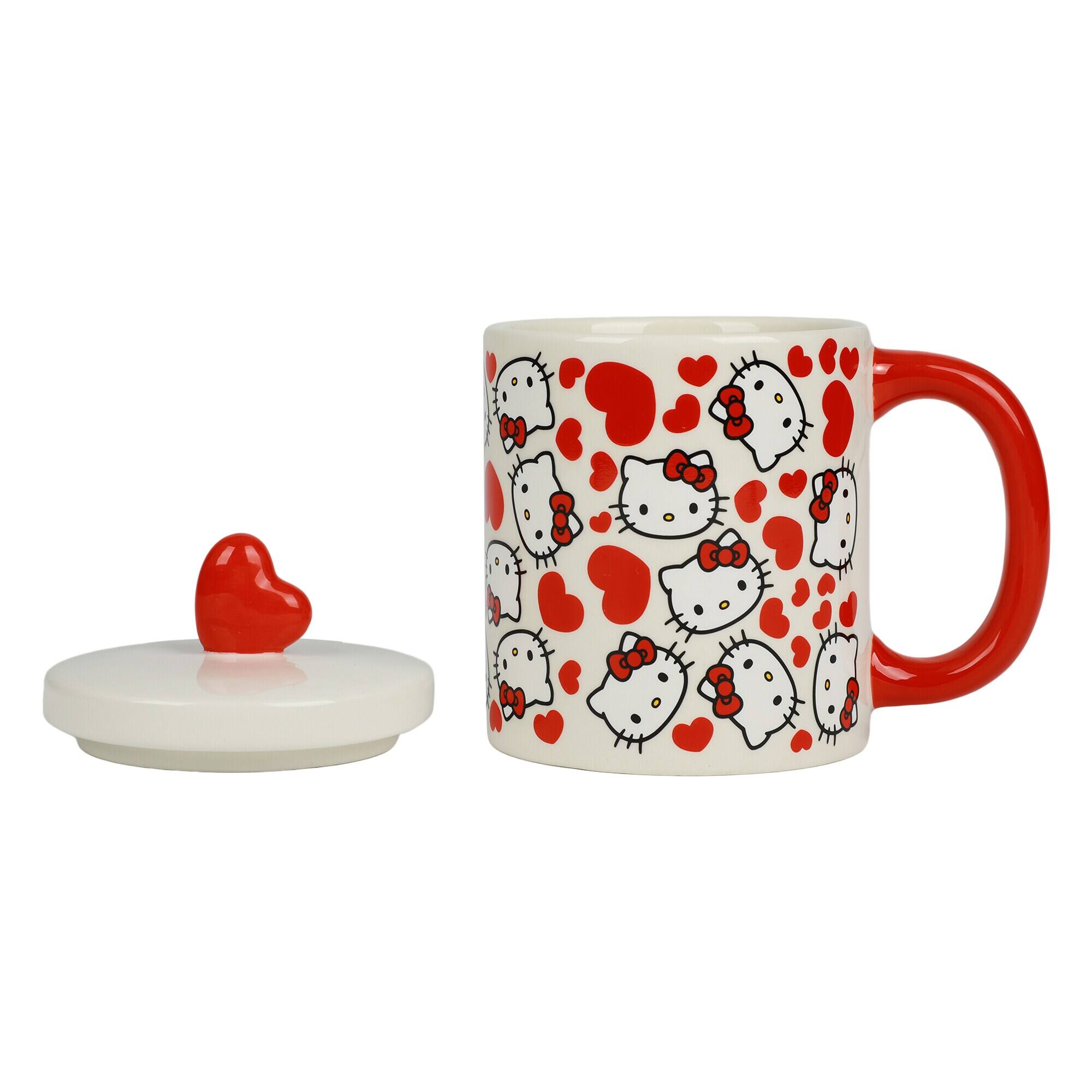Alt View 2. Bioworld - Hello Kitty Valentine-s Day 16oz. Sculpted Ceramic Mug with Lid - Multicolor.