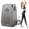 Front. Costway - Portable Home Sauna Full Body Steam Sauna Tent with 3L Steam Generator - Gray.
