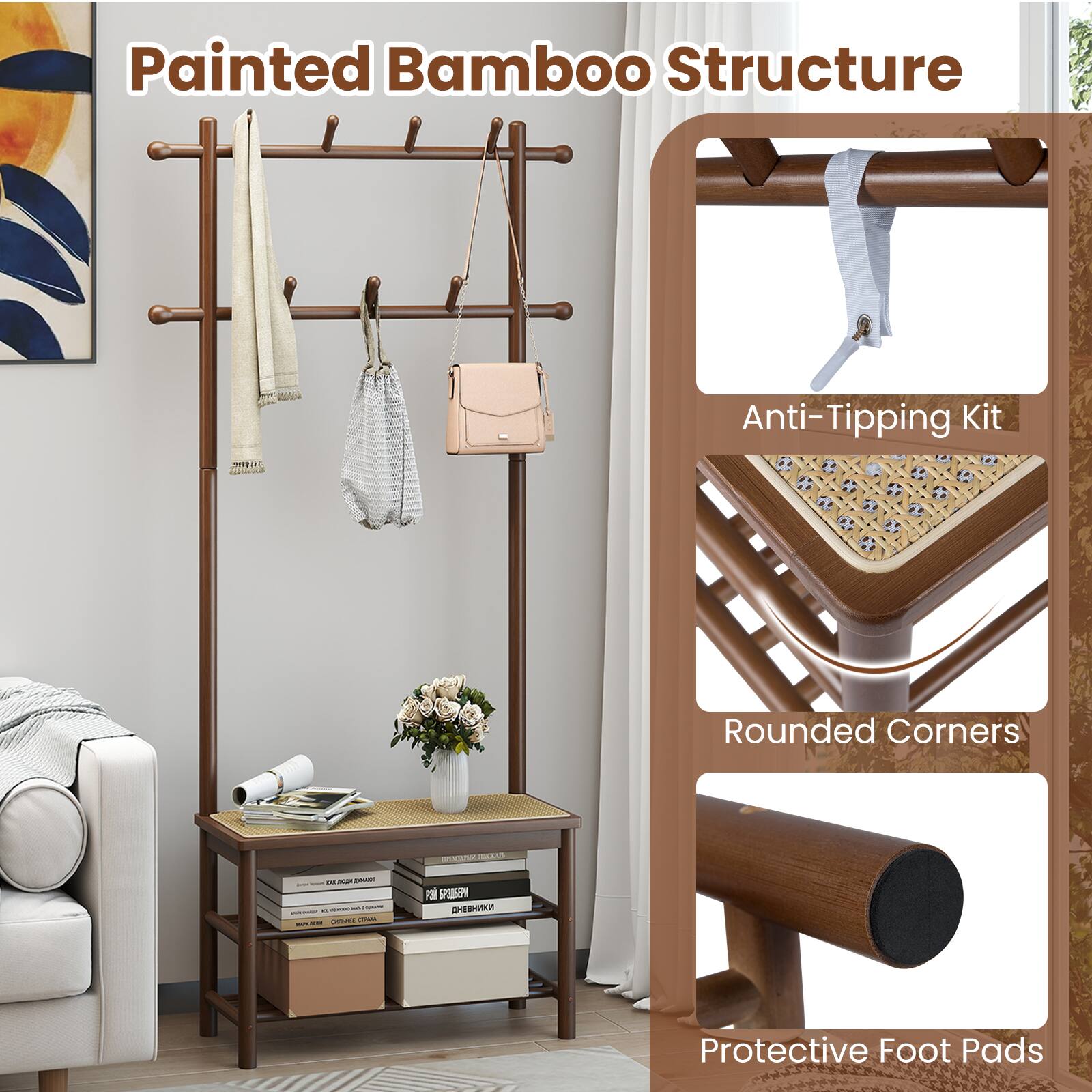 Painted Bamboo Structure Anti-Tipping Kit Rounded Corners - Protective Foot Pads