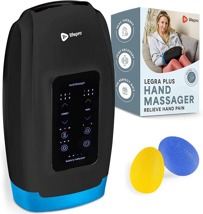 LifePro - Hand Massager with Heat and Compression for Arthritis Wrist Palm and Finger Relief - Black