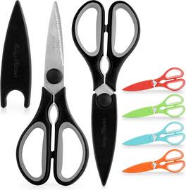 Zulay Kitchen - Scissors Heavy Duty - Ultra Sharp Stainless Steel Kitchen Shears With Protective Cover - Black