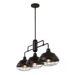 Jonathan Y - Levi 40.5" 3-Light Industrial Farmhouse Iron Linear LED Pendant, Oil Rubbed Bronze - Oil-Rubbed Bronze
