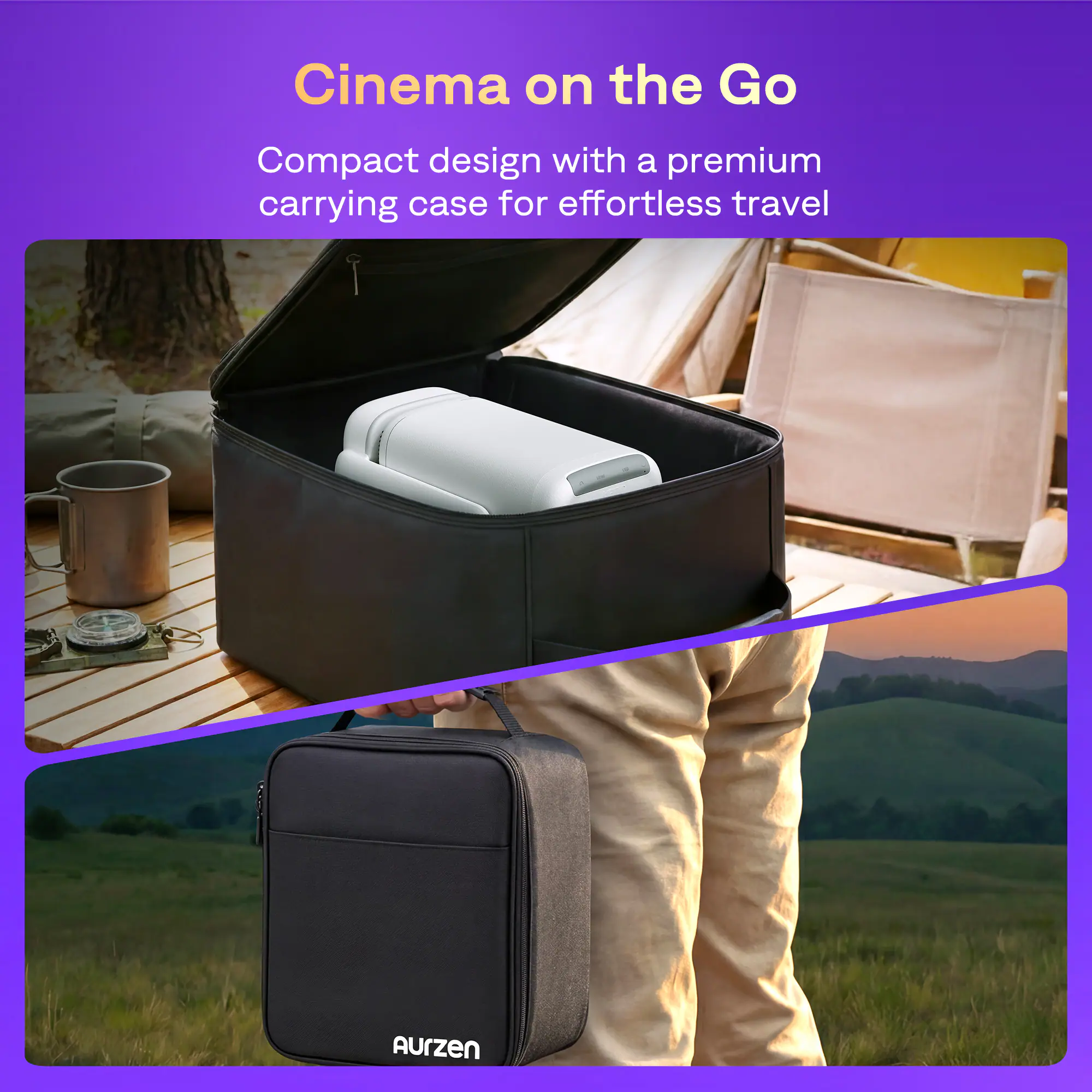 Cinema on the Go

Compact design with a premium carrying case for effortless travel

Aurzen