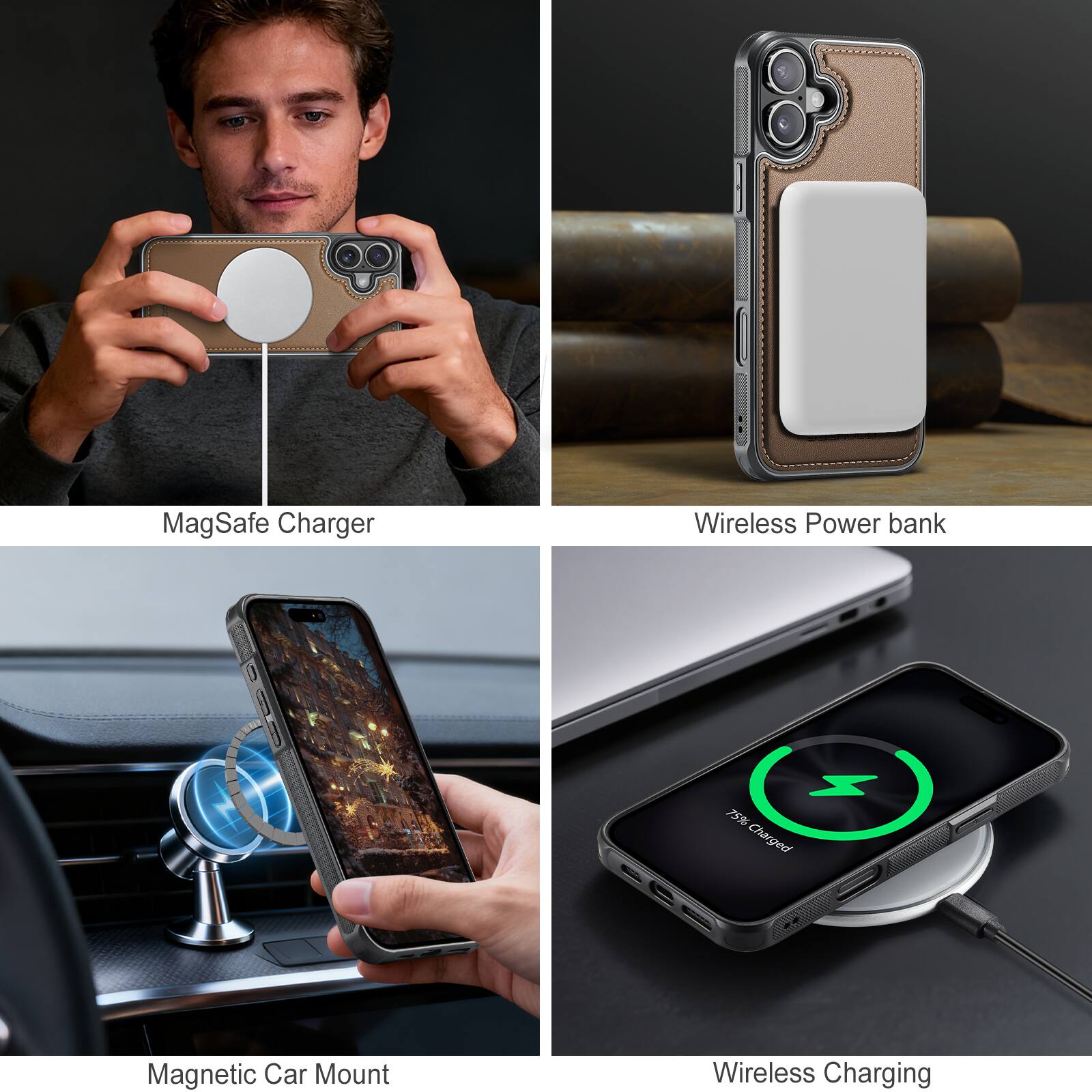 - MagSafe Charger
- Wireless Power Bank
- Magnetic Car Mount
- Wireless Charging