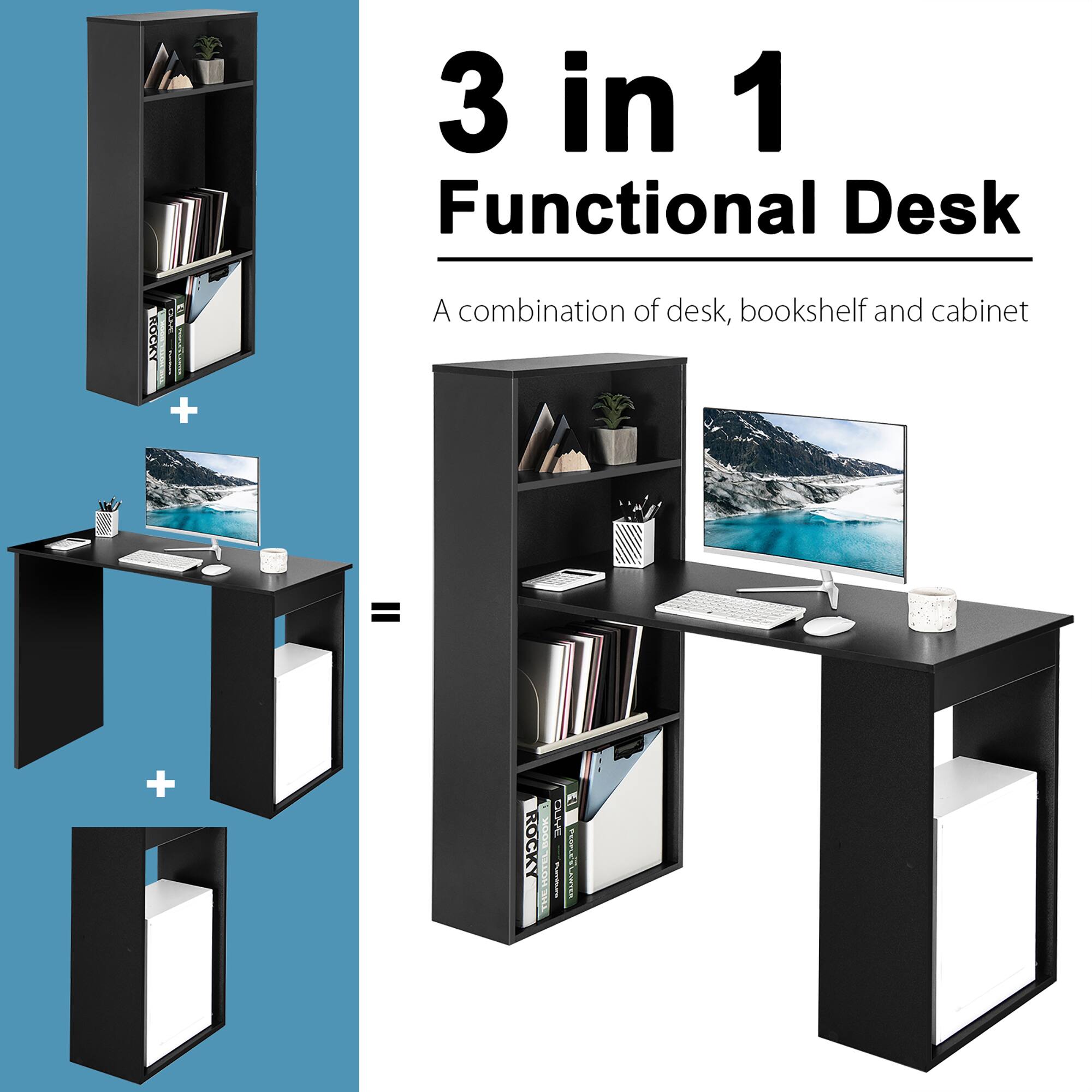 3 in 1 Functional Desk ROCKY A combination of desk, bookshelf and cabinet + = + ROCKY UL GA I ! !