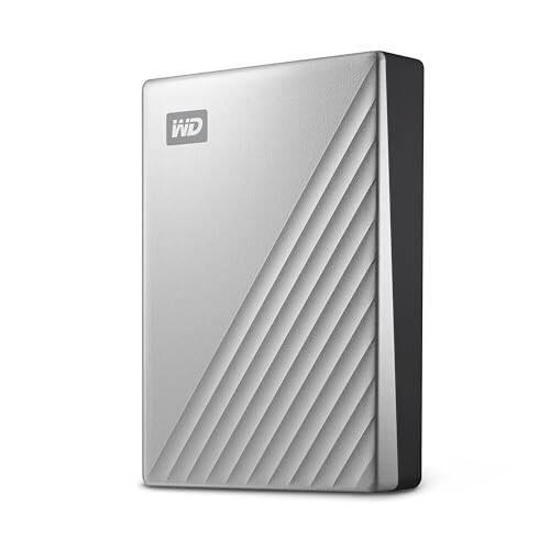 Angle. Western Digital - WD 6TB Silver My Passport Ultra for Portable Storage External Hard Drive USB-C for Mac  (WDBGKC0060BSL-WESN) - Silver.