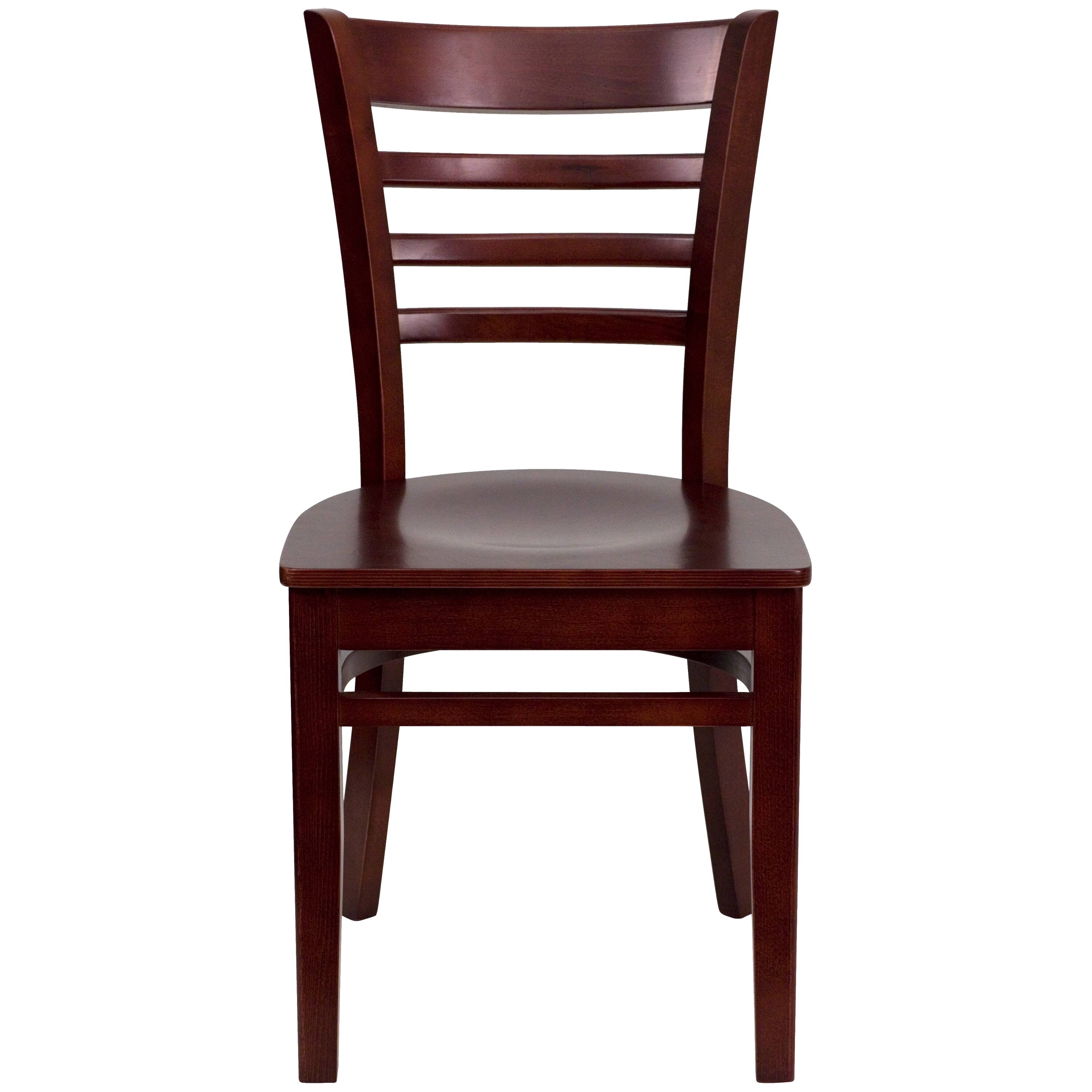 Alt View 4. Emma + Oliver - Ladder Back Wooden Restaurant Dining Chair - Mahogany Wood Seat/Mahogany Wood Frame.