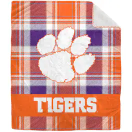 Pegasus - Clemson Tigers 50" x 60" Plaid Flannel Sherpa Plush Blanket - Multicolor