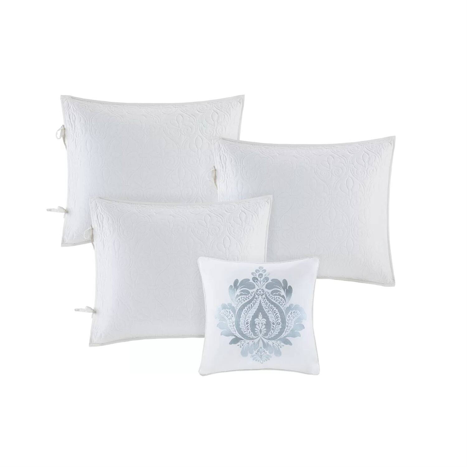 Back. Hivvago - 6-Piece Farmhouse Country Cottage Quilted White Reversible Daybed Cover Set - White.