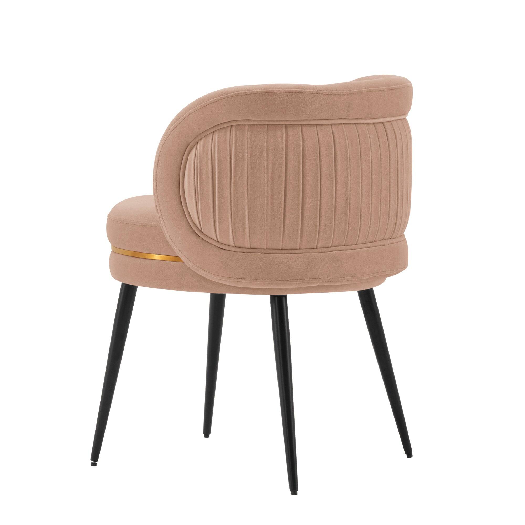 Alt View 2. Manhattan Comfort - Kaya Modern Wood Velvet Dining Chair - Set of 2 - Nude.