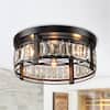 Front. Parrot Uncle - 13.3" Modern Black 3-Light Crystal Hallway Flush Mount Chandelier - Black.