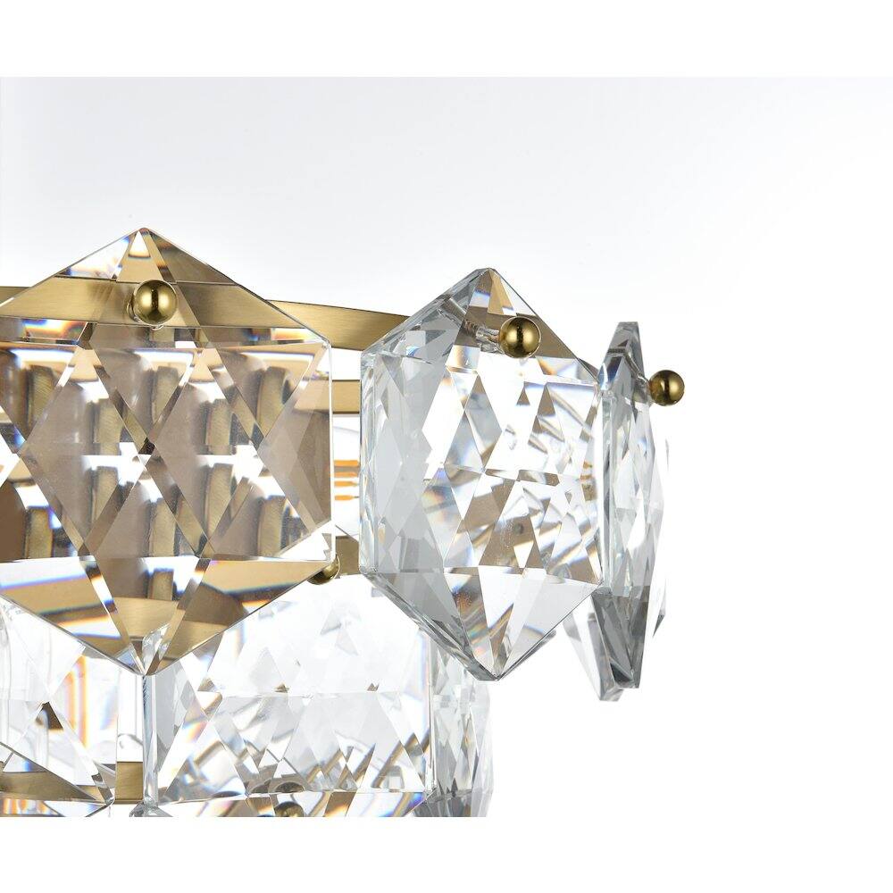 Alt View 1. Elegant Lighting - Adaline 16 Inch Flush Mount Ceiling Light In Satin Gold - Satin Gold And Clear.